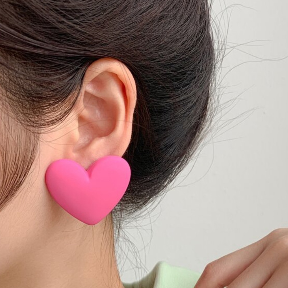 Heart Earrings - Turquoise - Picture 3 of 7